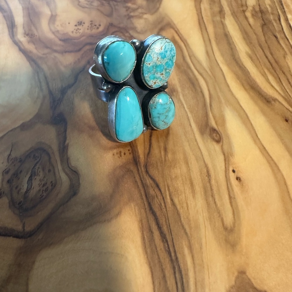 Royston Turquoise And Silver Statement Ring - image 1
